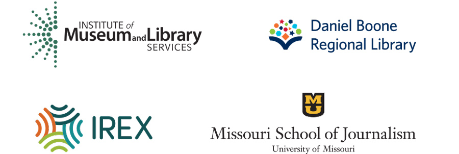 logos: Daniel Boone Regional Library, Missouri School of Journalism, International Research & Exchanges Board, and the Institute of Museum and Library Services