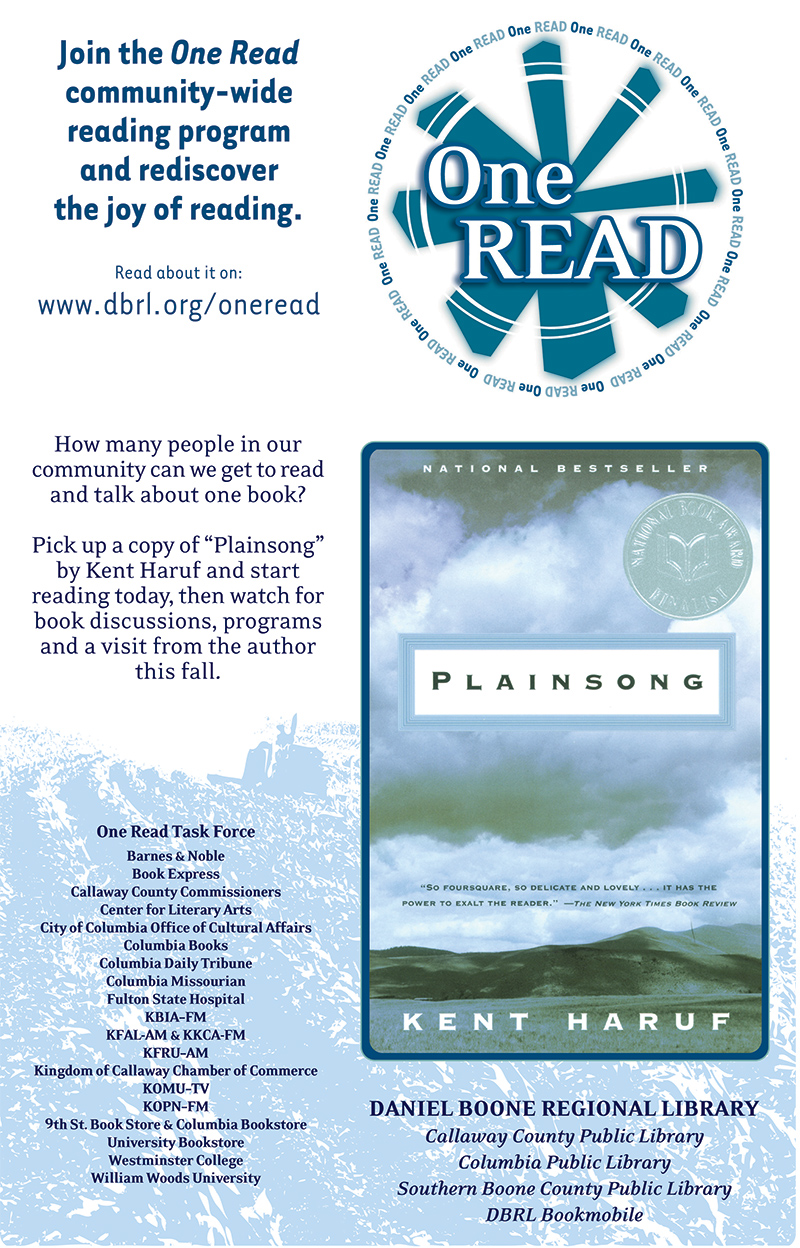 One Read 2002 poster for the book "Plainsong" by Kent Haruf