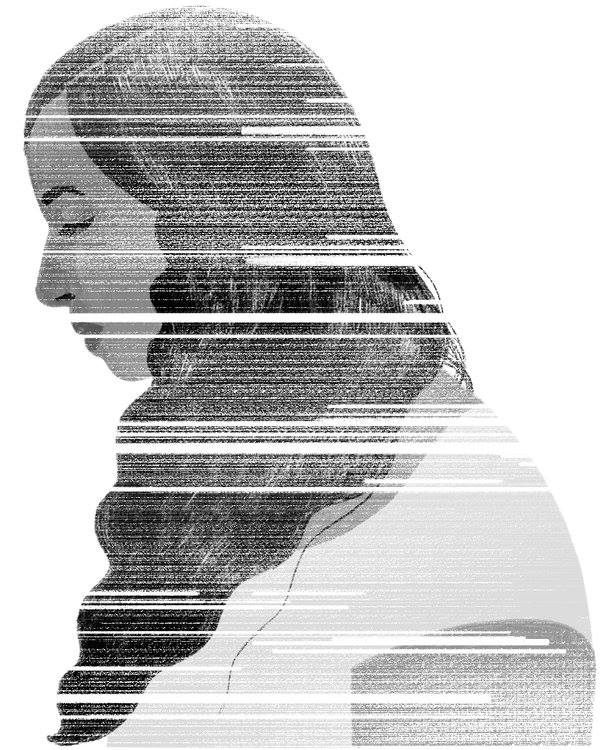 profile of woman in gray scale