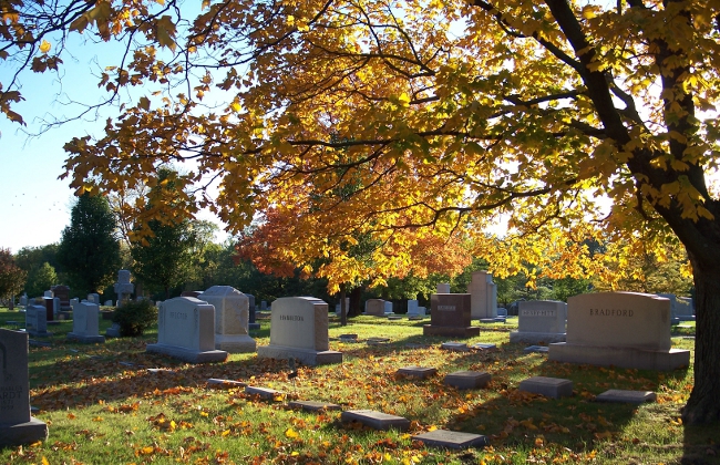 Columbia Cemetery in fall