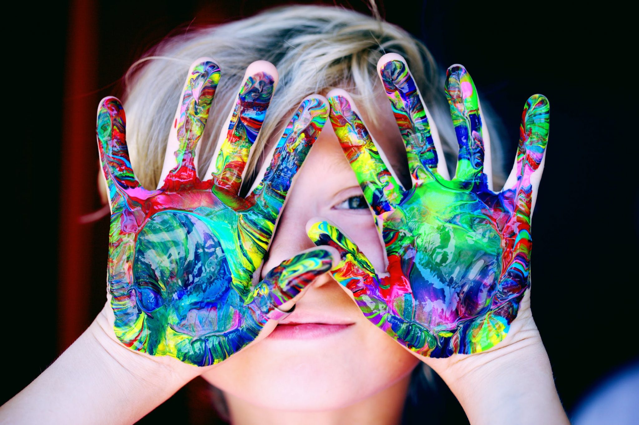 Child finger painting