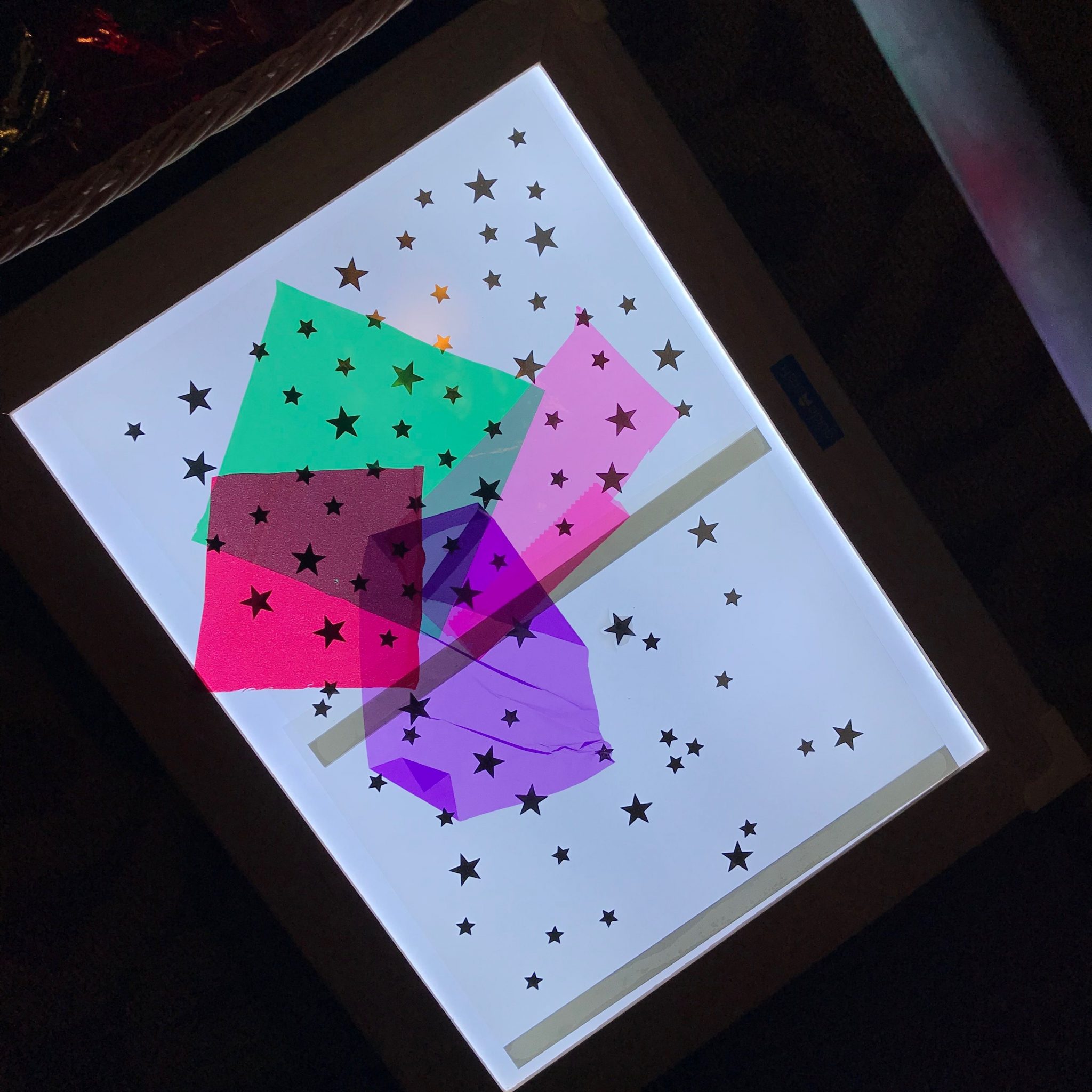 lightboard with stars and colors