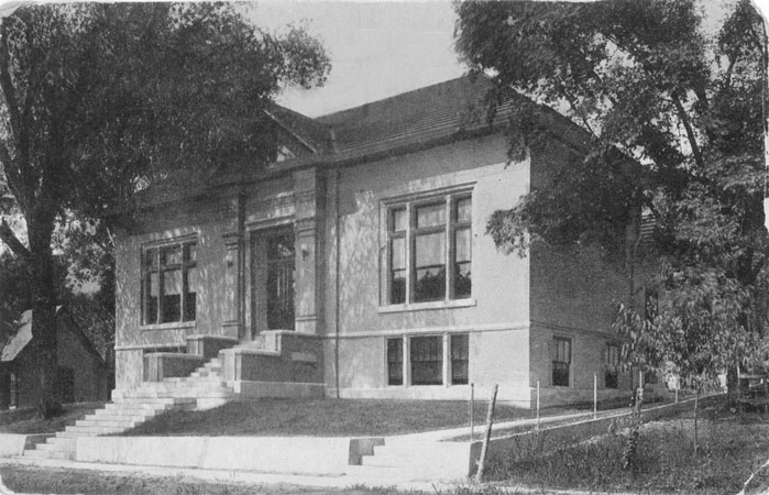 old postcard image of original Carnegie building portion of Callaway County Public Library