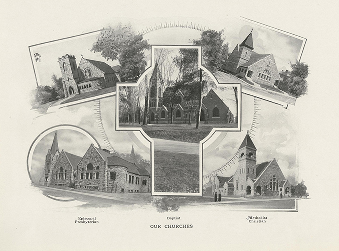 collage of Columbia-area churches in the early 20th century