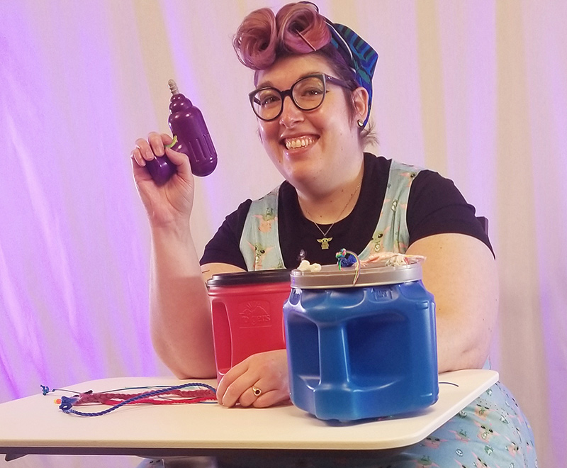 librarian preparing to film a Recipes for Fun video