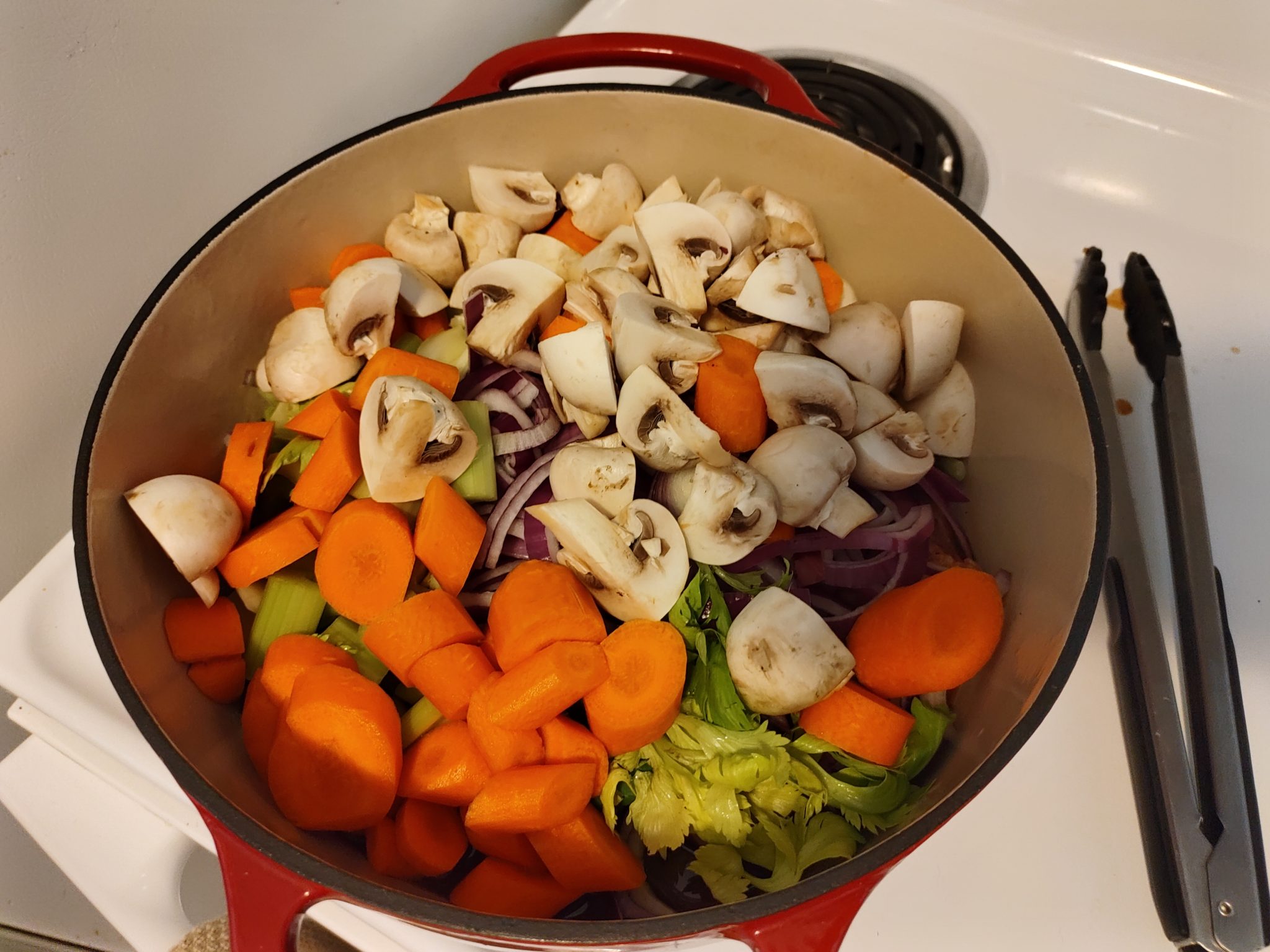 large pot full of vegetables