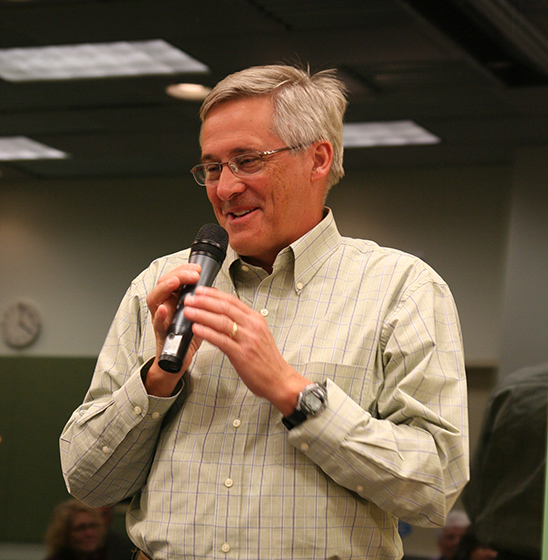 David Lile holding a microphone