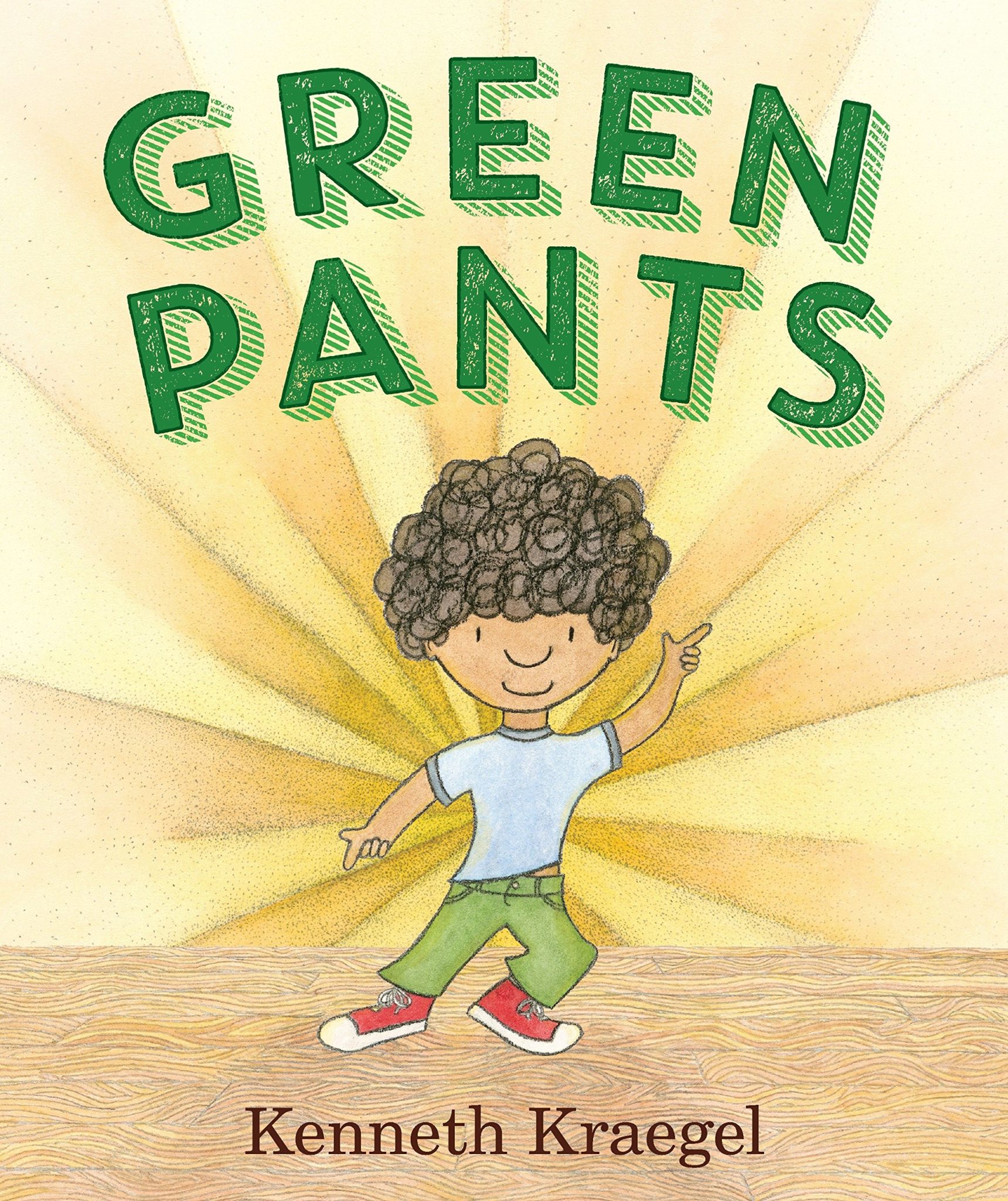 The cover of "Green Pants" features a brown-skinned boy with curly hair striking a dance pose.