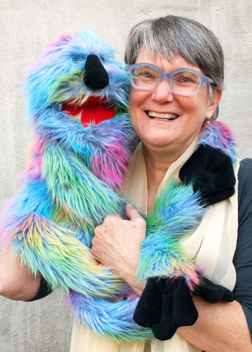 storyteller Priscilla Howe with one of her puppets
