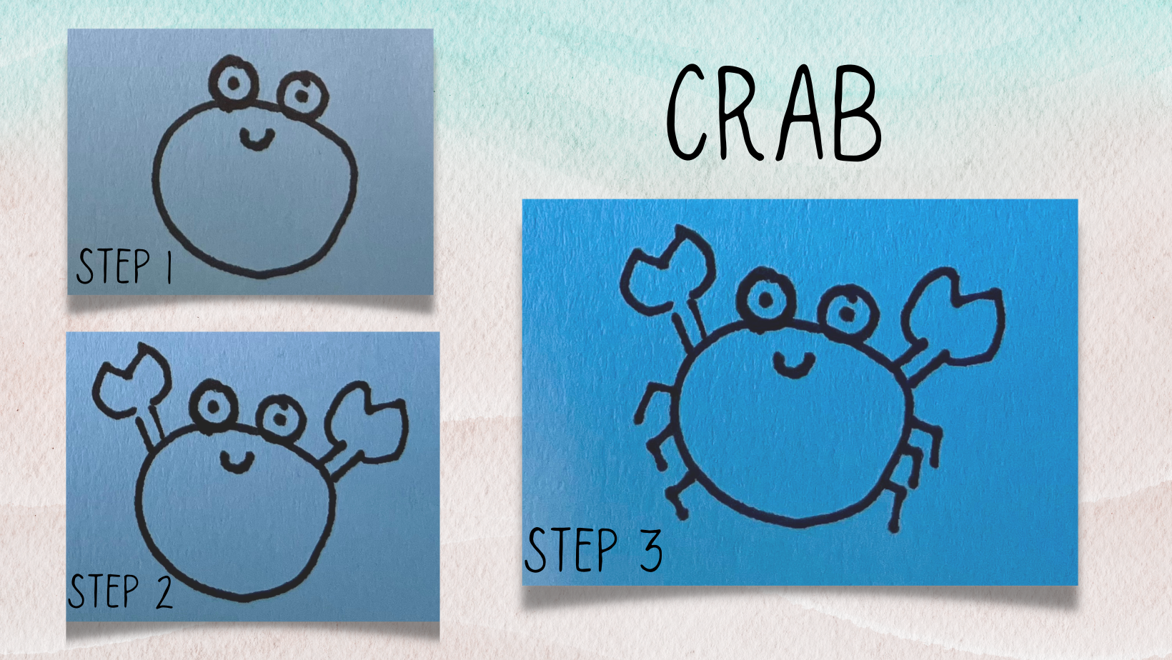 Pictures of how to draw a kawaii crab.
