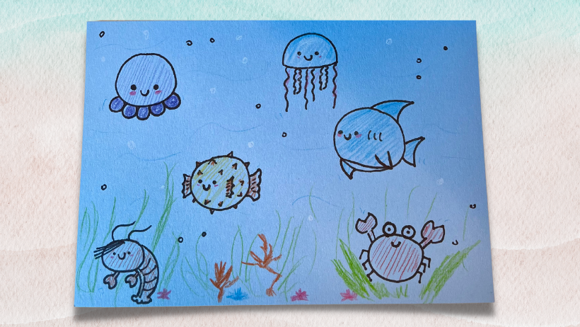 Kawaii sea creature illustration.
