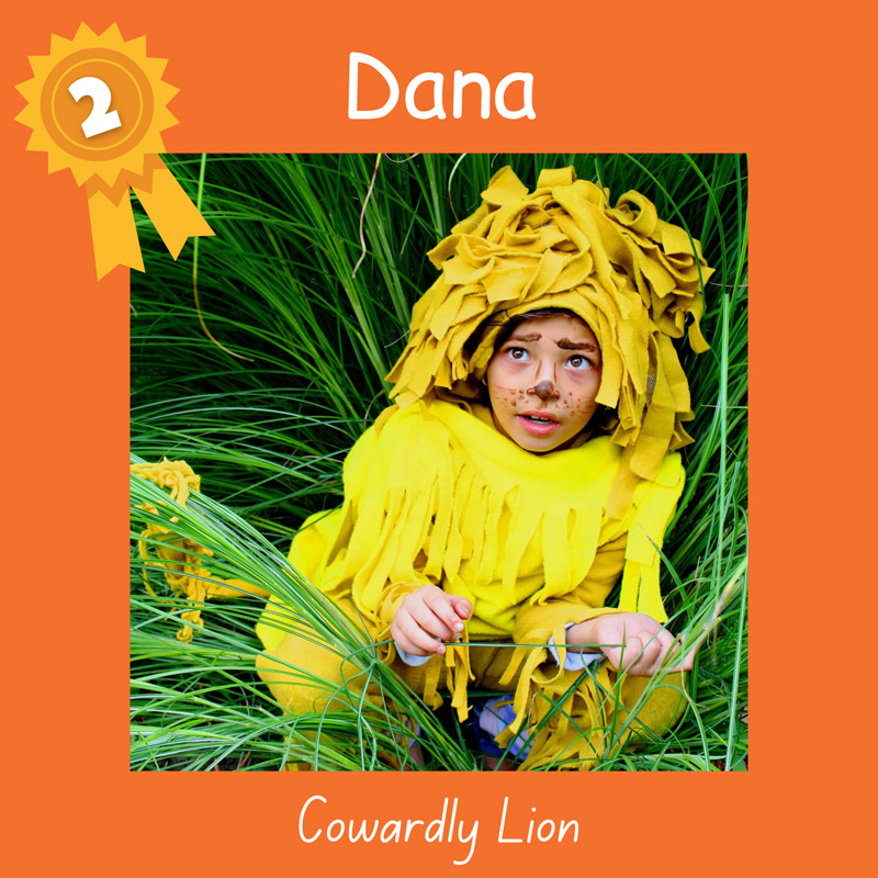 Second place, ages 6-11: Dana as Cowardly Lion