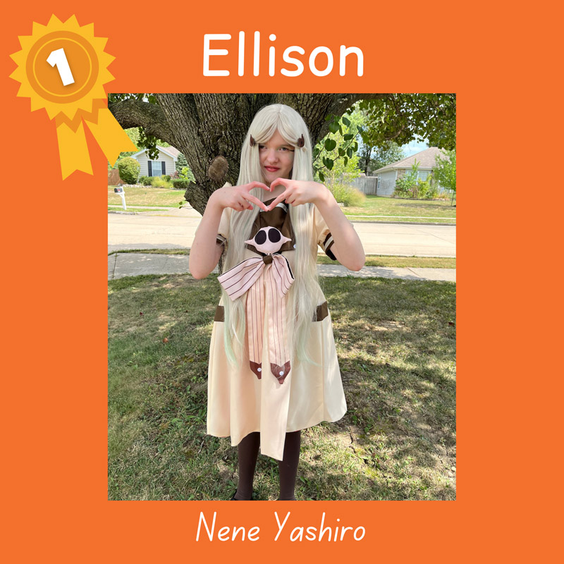 First place, ages 6-11: Ellison as Nene Yashiro