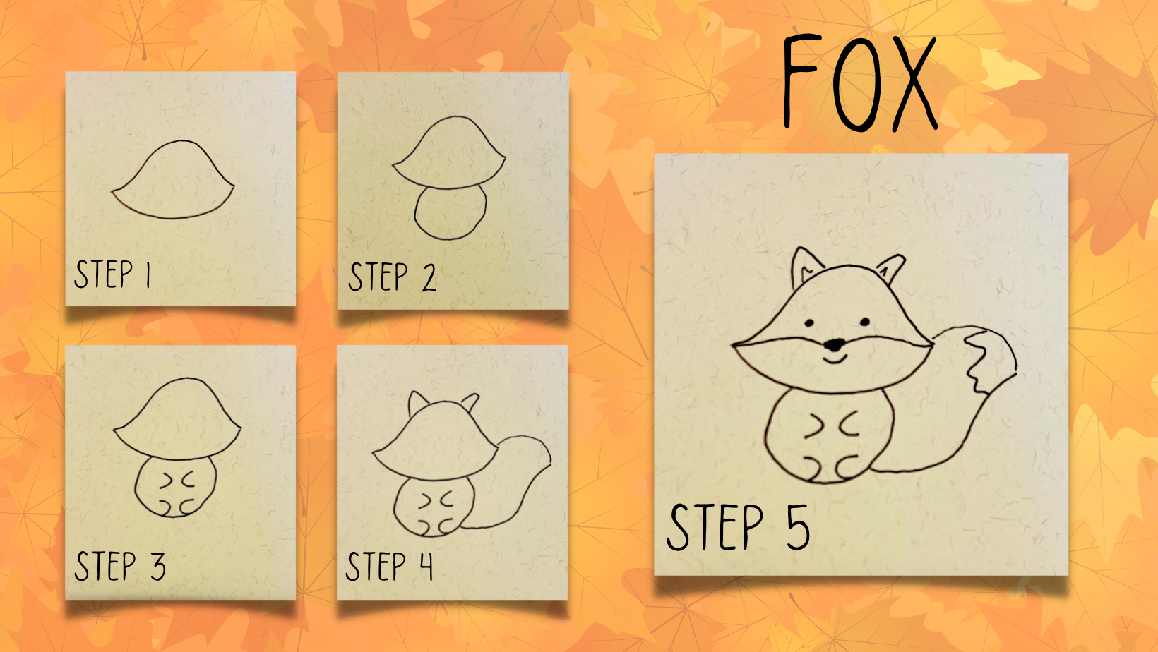 Five steps for drawing a fox