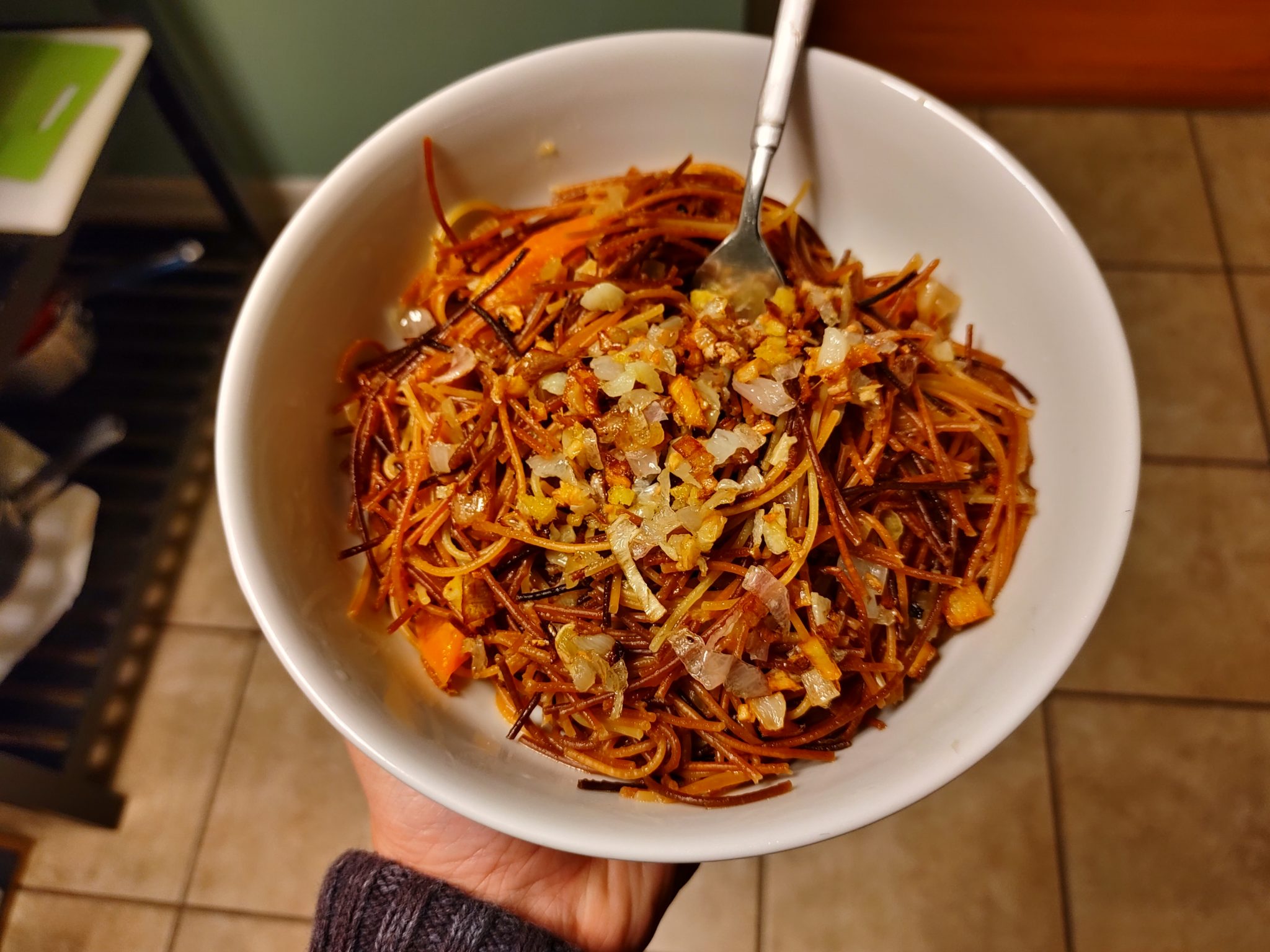 Chili Lime pasta in a white bowl