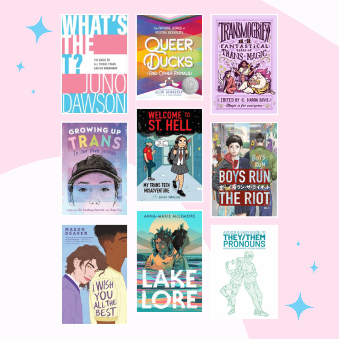 9 Trans book list covers.