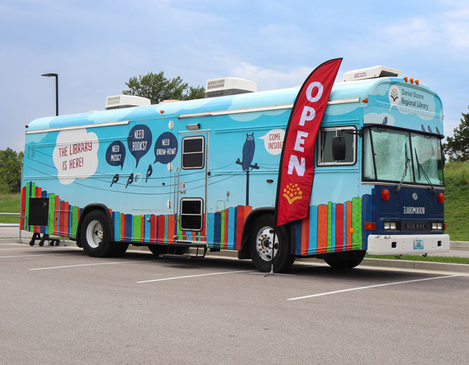 visit the big bookmobile at the new Battle Crossing stop