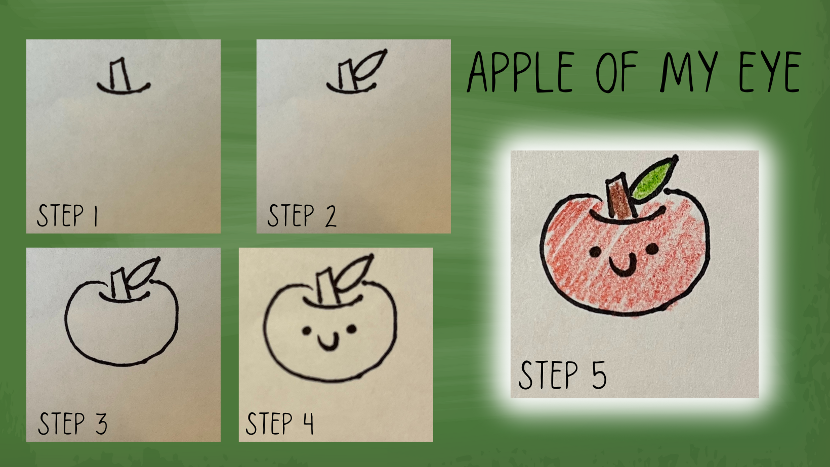 Draw a Kawaii apple in 4 steps