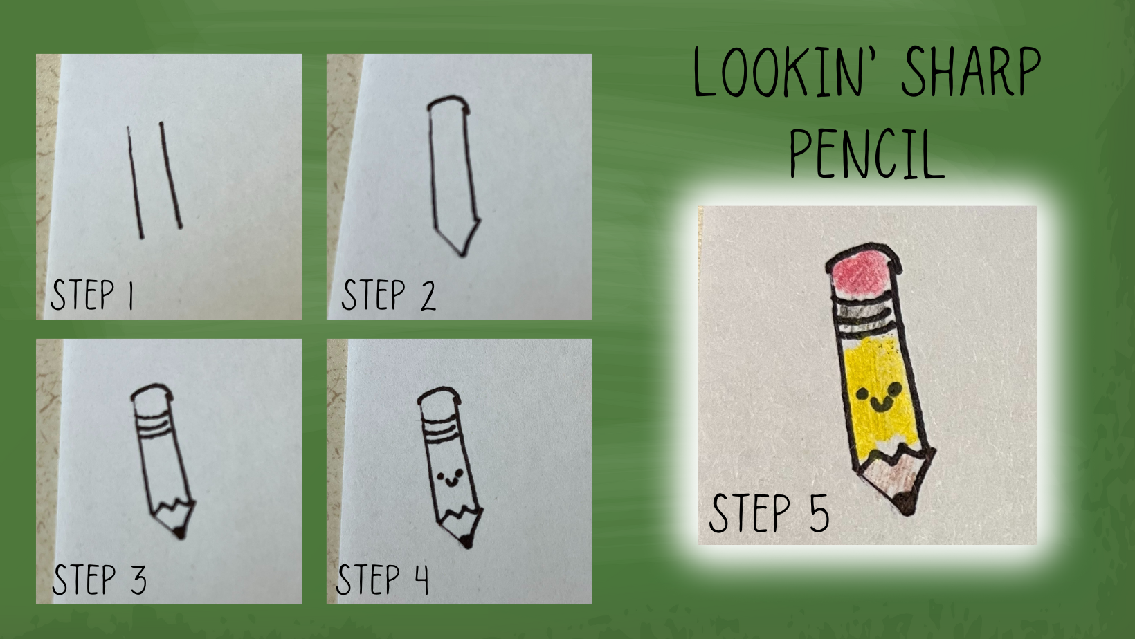 Draw a Kawaii pencil in 4 steps