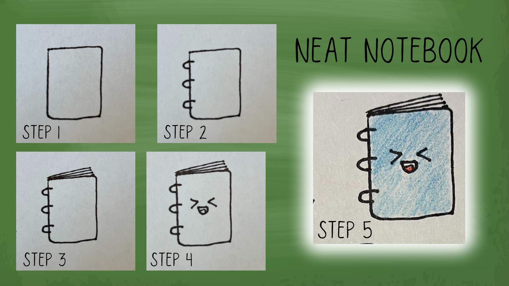 Draw a Kawaii notebook in 4 steps