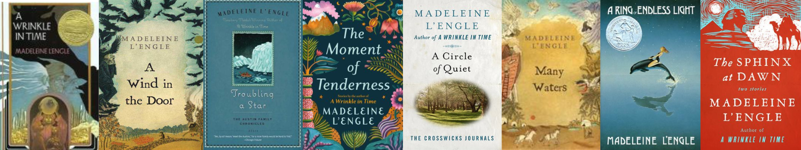 Book covers for several M. L'Engle books