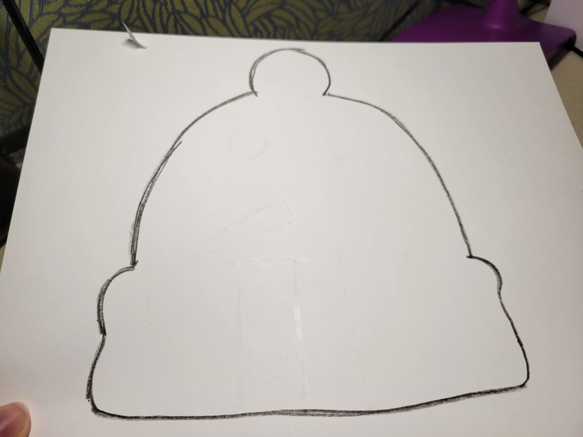 Watercolor Winter Hat craft outline