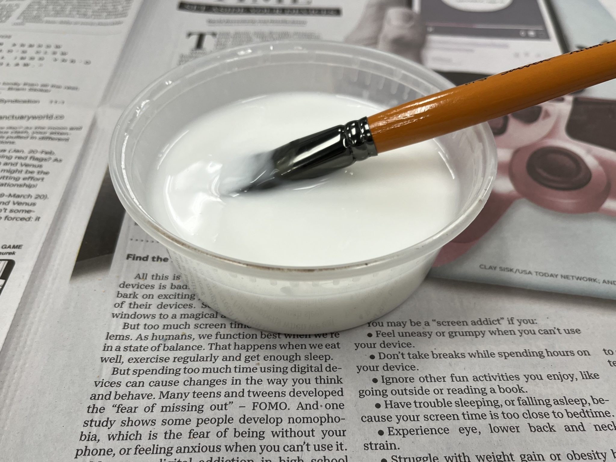 Glue and water mixture