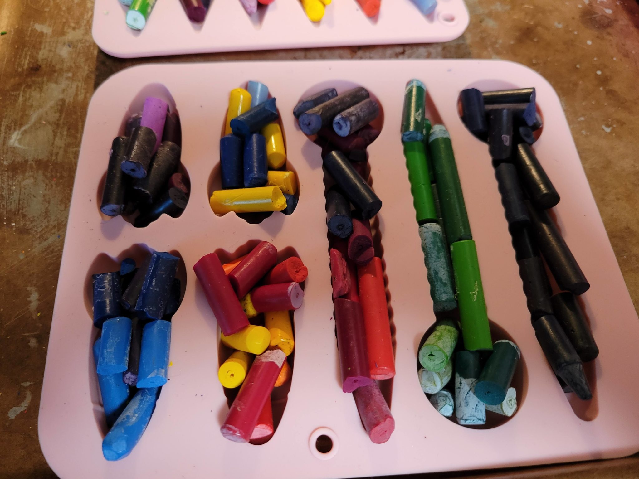 broken crayons in square molds