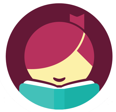 Libby logo. A person reading a book. 