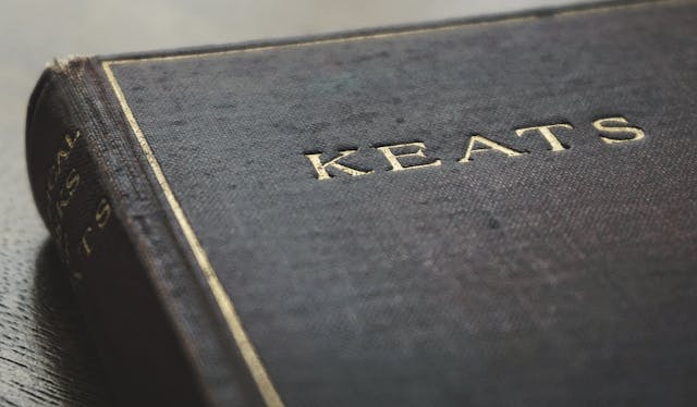 photo of a book with "Keats" inscribed on the front