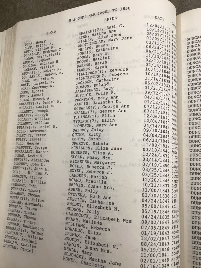 A page of marriages from the Paris newspapers, listing two of Daniel's wives