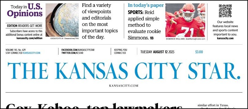 The masthead of the Kansas City Star