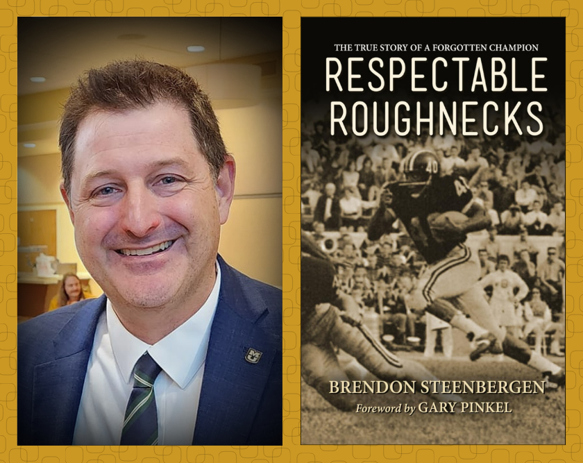 Photo of author Brendon Steenbergen and his book, Respectable Roughnecks