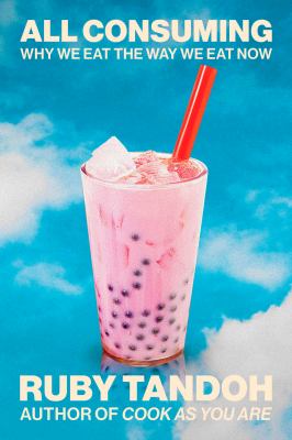 This book cover is a pink glass of bubble tea on a sky-blue background.