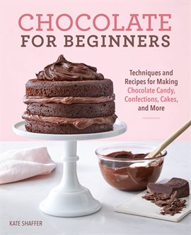This book cover has a pink background. On the white table is a layer cake on a tall pedestal and a bowl of icing.