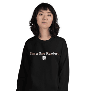 Store: Black long sleeve shirt "I'm a One Reader" with One Read logo